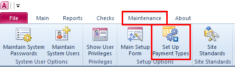 Maintenance > Set Up Payment Types